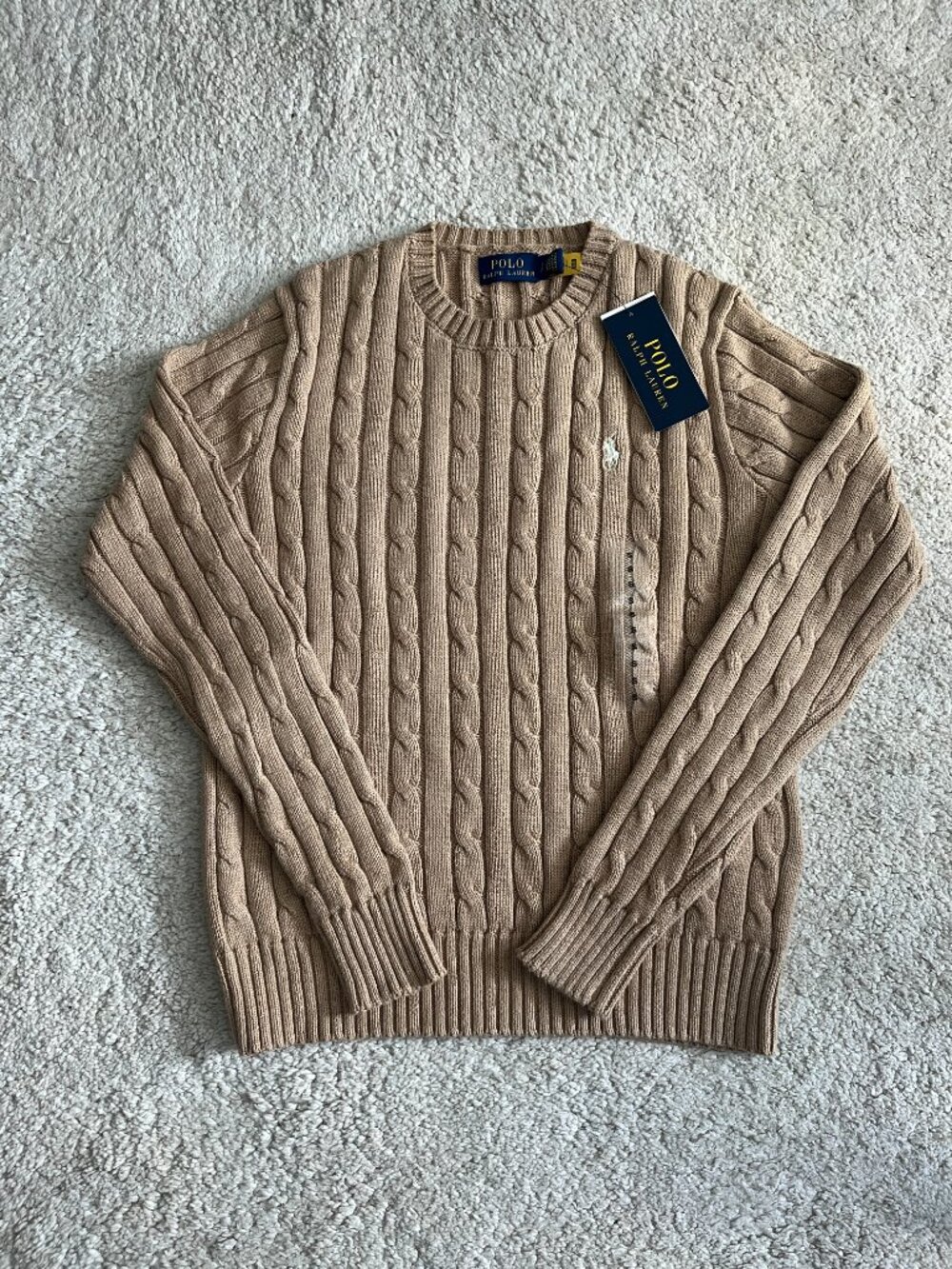 Authentic Polo Ralph Lauren Women's cable knit sweater in brown